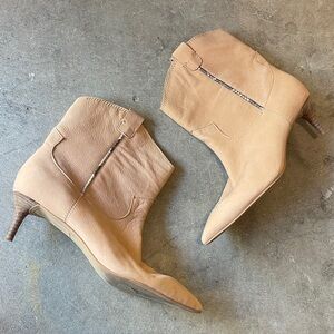 Dolce Vita Tan Leather Pointed-Ankle Booties